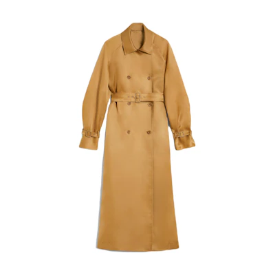 (Women) 'S Max Mara MaxMara Yellow Double-Breasted Long Trench Coat with Collar 2411121173600-004