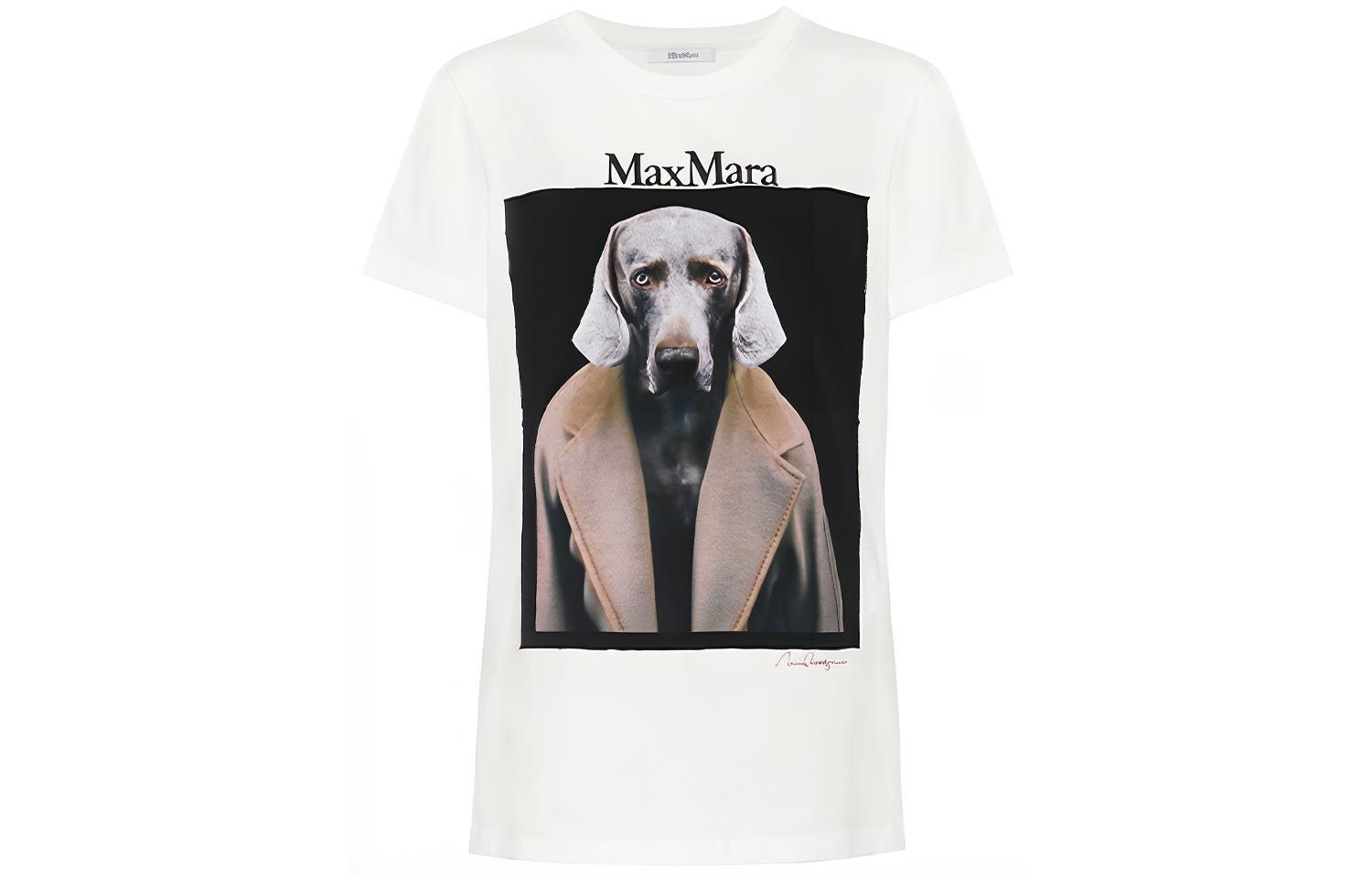 Order (W) ''S Max Mara MaxMara Abetaia 白色狗狗印花棉质圆领T恤 19460109600-001