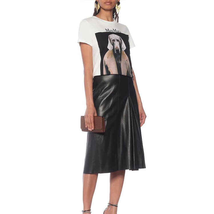 Shop (W) ''S Max Mara MaxMara Abetaia 白色狗狗印花棉质圆领T恤 19460109600-001