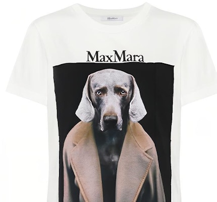 (W) ''S Max Mara MaxMara Abetaia 白色狗狗印花棉质圆领T恤 19460109600-001 Sizing (W) ''S Max Mara MaxMara Abetaia 白色狗狗印花棉质圆领T恤 19460109600-001