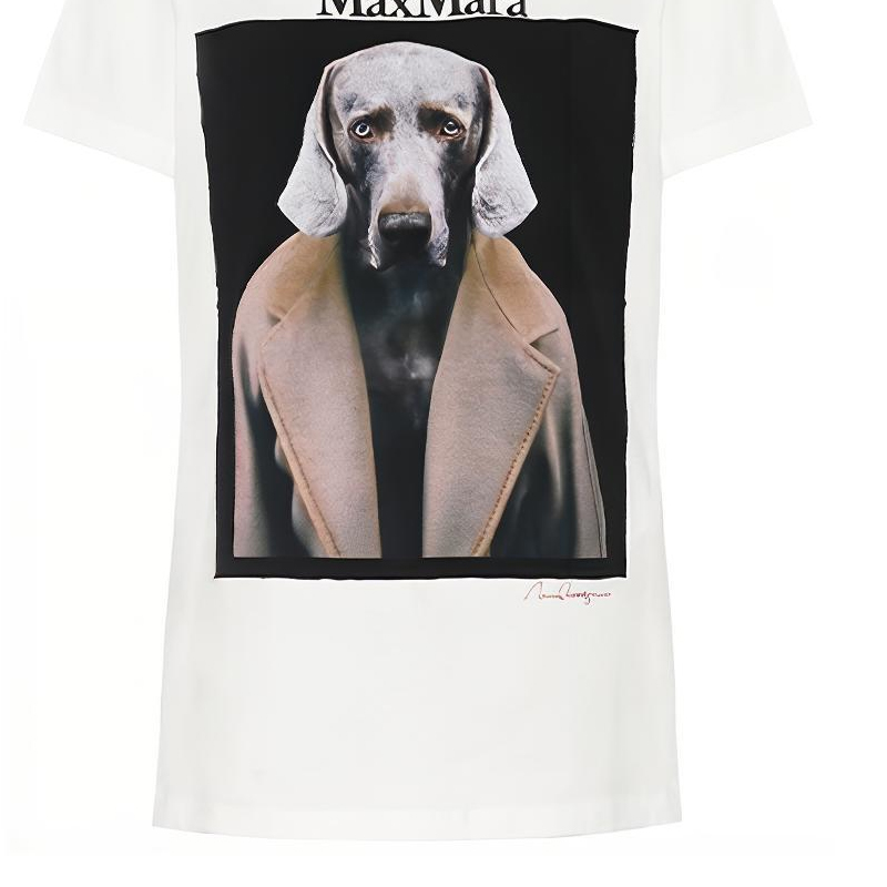 Cheap (W) ''S Max Mara MaxMara Abetaia 白色狗狗印花棉质圆领T恤 19460109600-001