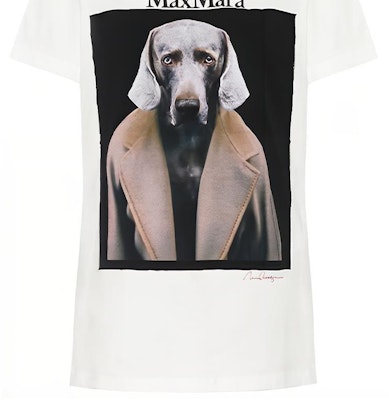 (W) ''S Max Mara MaxMara Abetaia 白色狗狗印花棉质圆领T恤 19460109600-001 Cheap (W) ''S Max Mara MaxMara Abetaia 白色狗狗印花棉质圆领T恤 19460109600-001