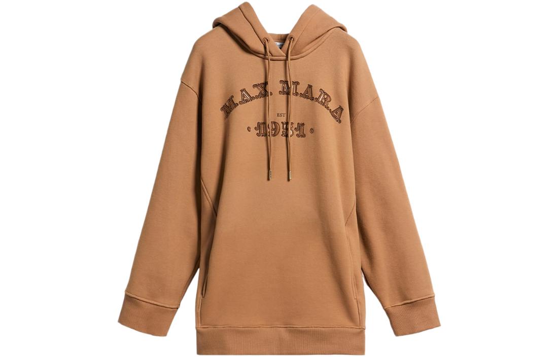 (Women) 'S Max Mara MaxMara Adito Leather Logo Hoodie  Pullover Beige. 1926012906002-ADITO