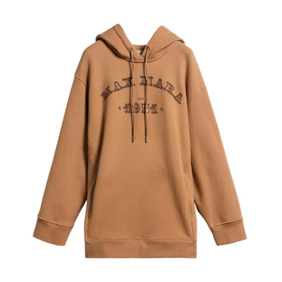 (Women) 'S Max Mara MaxMara Adito Leather Logo Hoodie Pullover Beige. 1926012906002-ADITO