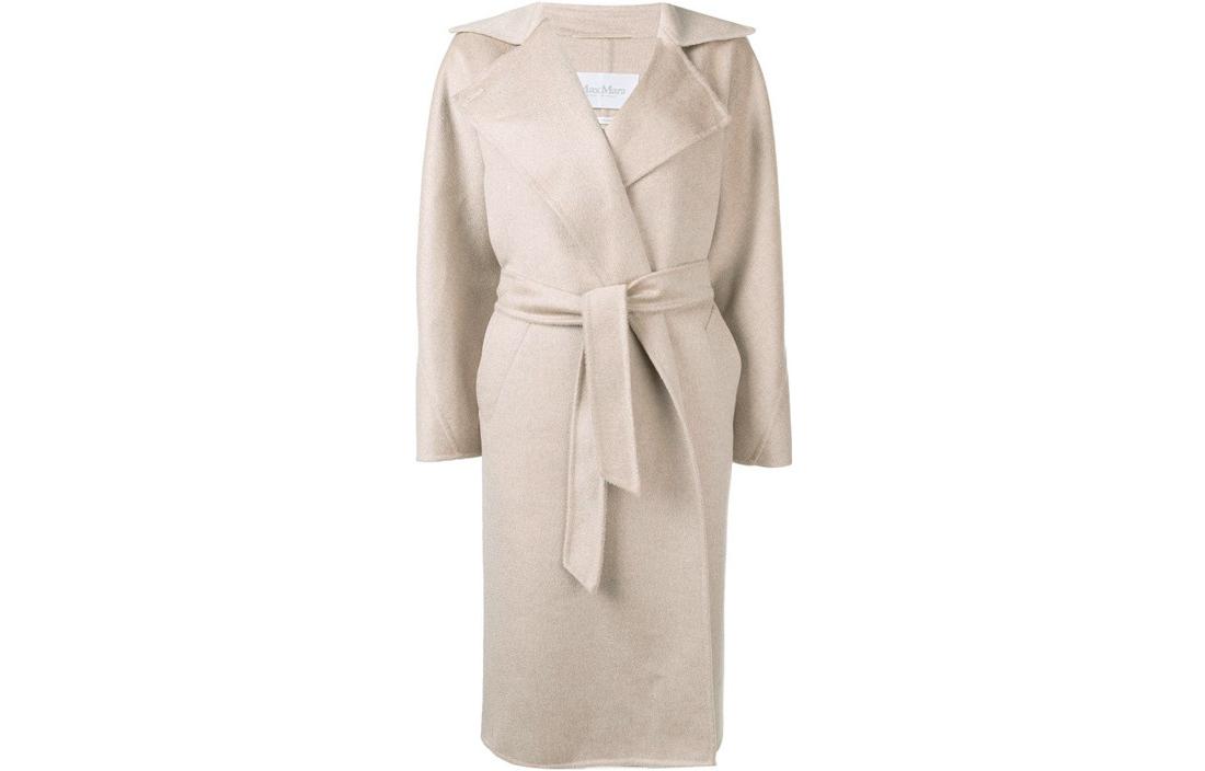 (Women) 'S Max Mara MaxMara Aedo  Beige Belted Long Sleeve Wool Coat with Notched Lapel. 10110391000883-032 圖 2
