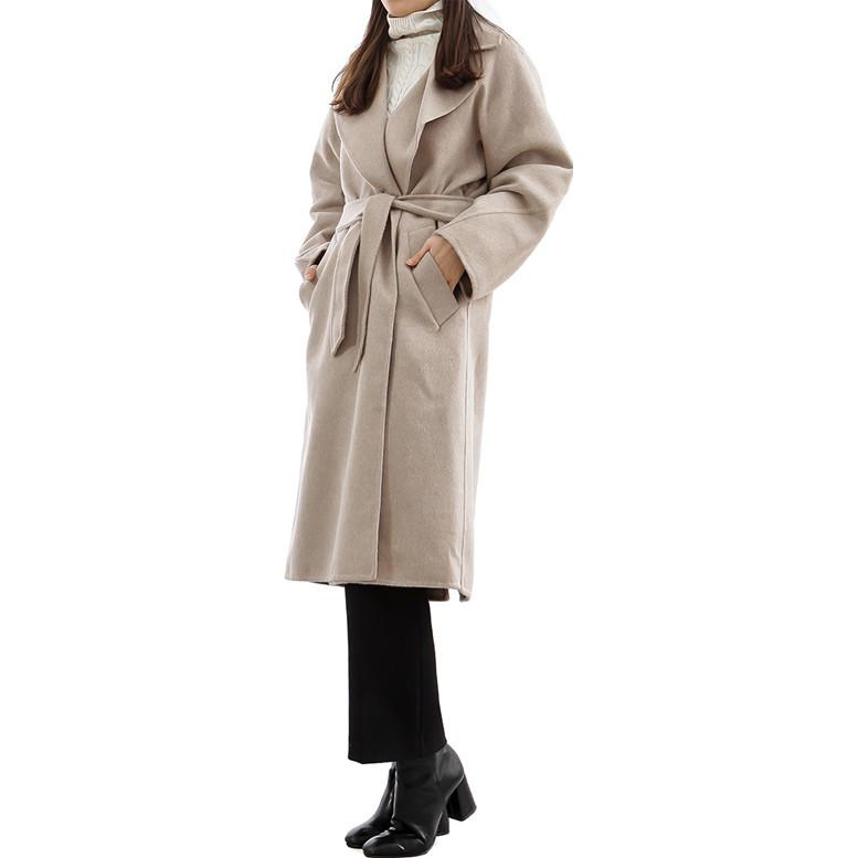 (Women) 'S Max Mara MaxMara Aedo  Beige Belted Long Sleeve Wool Coat with Notched Lapel. 10110391000883-032 圖 5