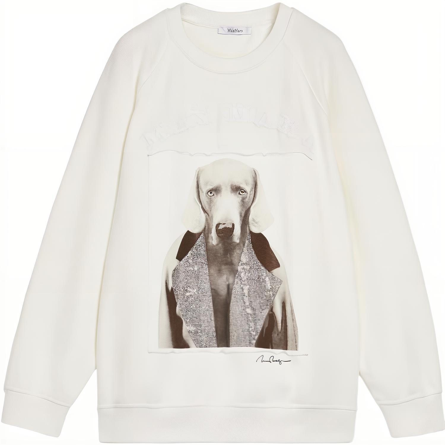 (Women) 'S Max Mara MaxMara Alcide  Animal Print Crewneck Sweatshirt - White 1926012306001-ALCIDE