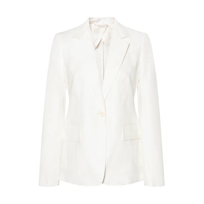 (Women) 'S Max Mara MaxMara Alpaca White Single-Breasted Casual Blazer Jacket 1041053206001-ALPACA