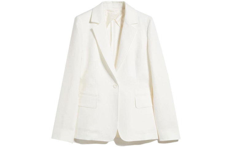 Order (Women) 'S Max Mara MaxMara Alpaca  White Single-Breasted Casual Blazer Jacket 1041053206001-ALPACA