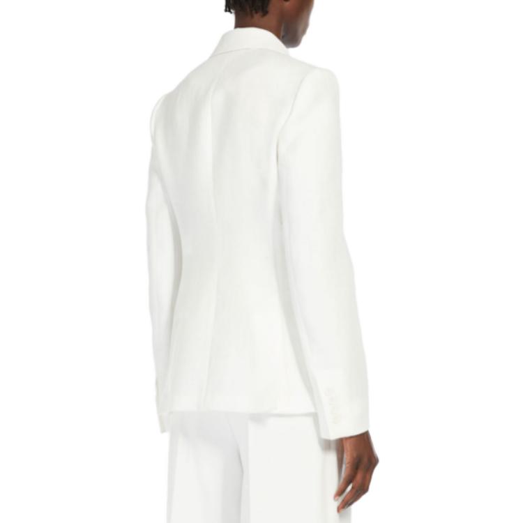 Shop (Women) 'S Max Mara MaxMara Alpaca  White Single-Breasted Casual Blazer Jacket 1041053206001-ALPACA