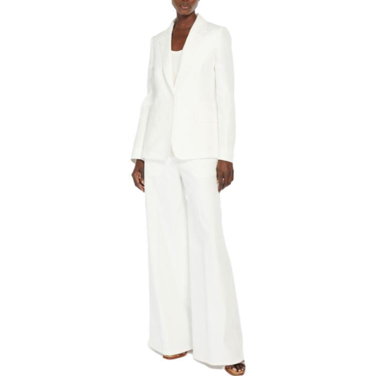 Purchase (Women) 'S Max Mara MaxMara Alpaca  White Single-Breasted Casual Blazer Jacket 1041053206001-ALPACA