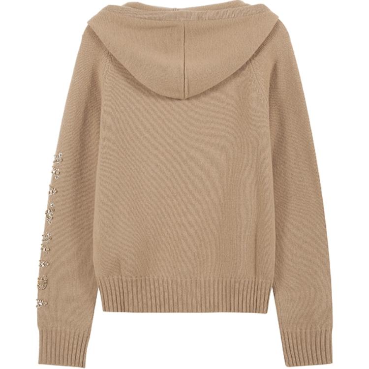 Lookbook (W) ''赛马克斯玛拉 水晶点缀抽绳针织连帽衫 女士驼色'' 1366073906005-ANANAS