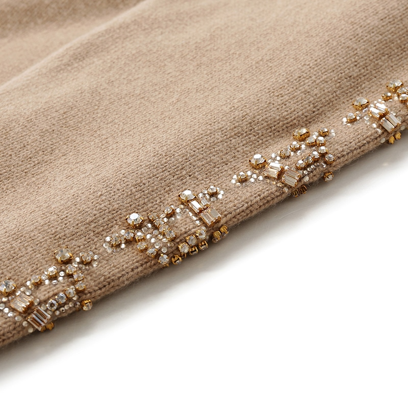 Purchase (W) ''赛马克斯玛拉 水晶点缀抽绳针织连帽衫 女士驼色'' 1366073906005-ANANAS