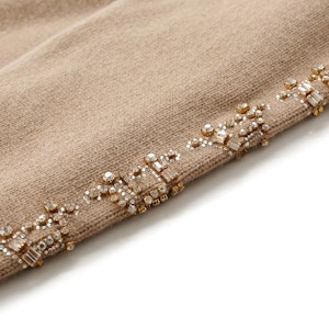 (W) ''赛马克斯玛拉 水晶点缀抽绳针织连帽衫 女士驼色'' 1366073906005-ANANAS Purchase (W) ''赛马克斯玛拉 水晶点缀抽绳针织连帽衫 女士驼色'' 1366073906005-ANANAS