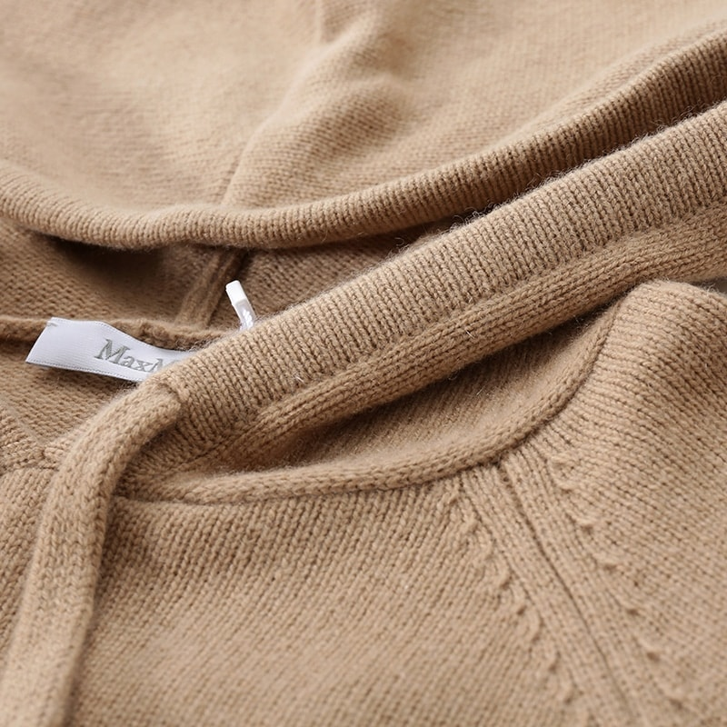 Sizing (W) ''赛马克斯玛拉 水晶点缀抽绳针织连帽衫 女士驼色'' 1366073906005-ANANAS