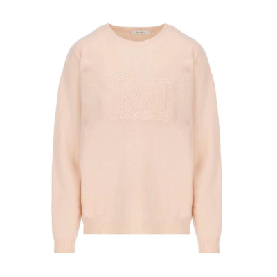 (Women) 'S Max Mara MaxMara Aster Series Pink Casual Letter Print Crewneck Loose Sweater for Women 13611421600007-ASTER