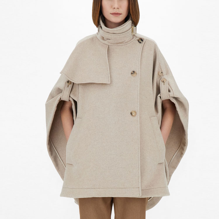 (Women) 'S Max Mara MaxMara Attuale Batwing Sleeve Buttoned Short Cape Coat Beige. 4736021706011-ATTUALE 圖 5