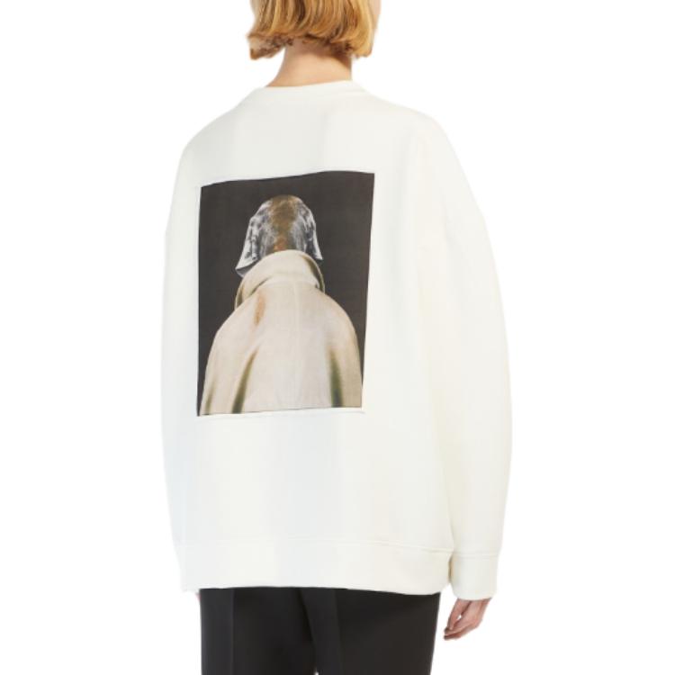 Purchase (Women) 'S Max Mara MaxMara Bacco Cotton Sweatshirt Wegman Print Ivory Crewneck  Long Sleeve 1926014106005-BACCO