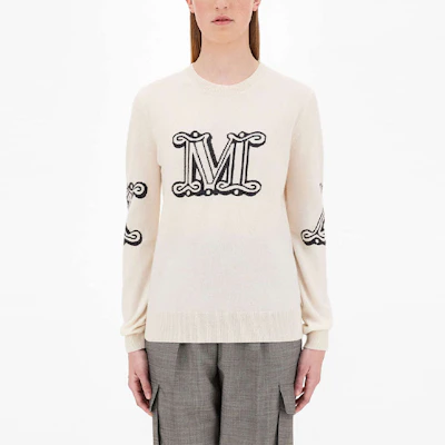 (Women) 'S Max Mara MaxMara Beige Logo Letter Print Crewneck Pullover Sweater. 1366011960010-KUBAN Lookbook (Women) 'S Max Mara MaxMara Beige Logo Letter Print Crewneck Pullover Sweater. 1366011960010-KUBAN