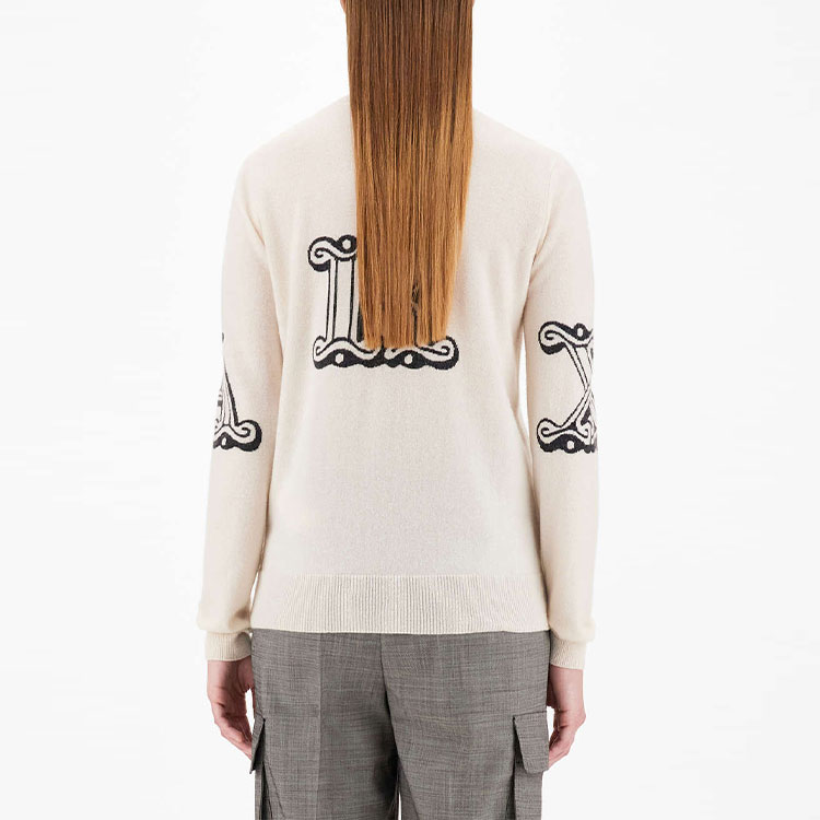 (Women) 'S Max Mara MaxMara Beige Logo Letter Print Crewneck Pullover Sweater. 1366011960010-KUBAN 圖 4