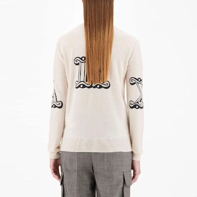 (Women) 'S Max Mara MaxMara Beige Logo Letter Print Crewneck Pullover Sweater. 1366011960010-KUBAN Shop (Women) 'S Max Mara MaxMara Beige Logo Letter Print Crewneck Pullover Sweater. 1366011960010-KUBAN