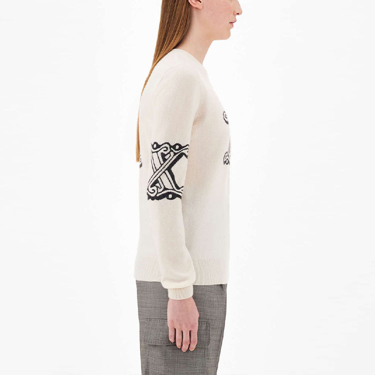 (Women) 'S Max Mara MaxMara Beige Logo Letter Print Crewneck Pullover Sweater. 1366011960010-KUBAN 圖 5