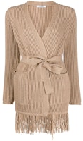 (Women) 'S Max Mara MaxMara Beige Long Sleeve Wool Knit Midi Sweater with Solid Belt AROLD12159-001 (Women) 'S Max Mara MaxMara Beige Long Sleeve Wool Knit Midi Sweater with Solid Belt AROLD12159-001