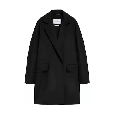(Women) 'S Max Mara MaxMara Beira Black Solid Long Sleeve Straight Coat 1011032806002-BEIRA