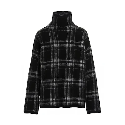 (Women) 'S Max Mara MaxMara Black and White Colorblock Plaid Knit Pullover Sweater. 93661813600103005-Cammeo