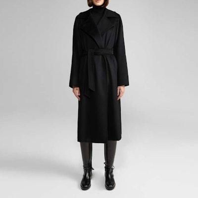 (W) ''S Max Mara MaxMara Mantel Hitam Panjang Berkolar dengan Tali Pinggang dan Lengan Panjang 1016140906002-MANUELA Lookbook (W) ''S Max Mara MaxMara Mantel Hitam Panjang Berkolar dengan Tali Pinggang dan Lengan Panjang 1016140906002-MANUELA