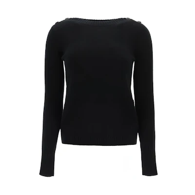 (Women) 'S Max Mara MaxMara Black Cashmere Crew Neck Knit Sweater 13660303650-007