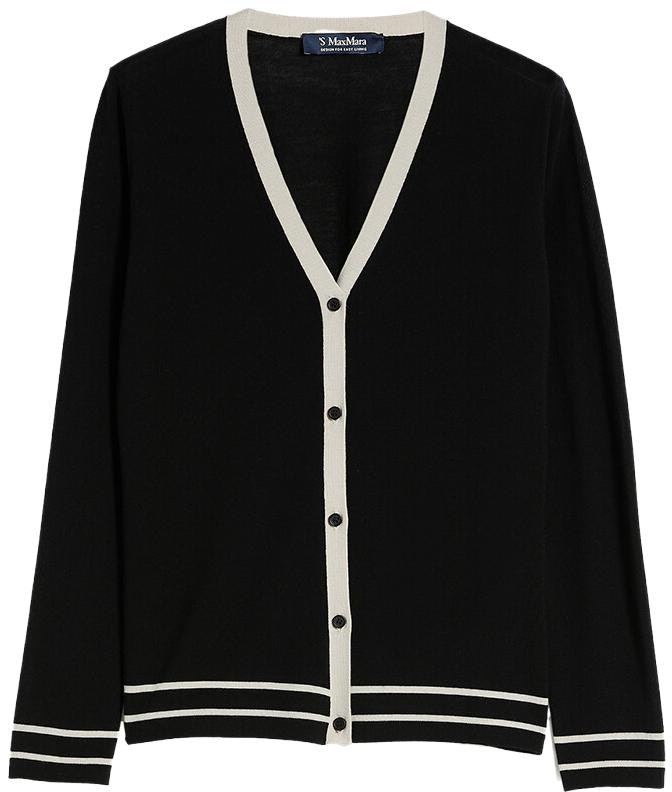 women-s-max-mara-max-mara-black-v-neck-striped-trim-button-up-knit-cardigan-9346013906