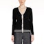 Lookbook (Women) 'S Max Mara MaxMara Black V-Neck Striped Trim Button-Up Knit Cardigan 9346013906
