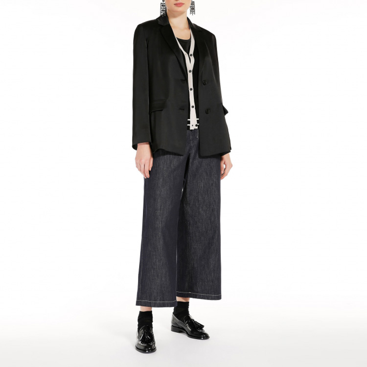 Purchase (Women) 'S Max Mara MaxMara Black V-Neck Striped Trim Button-Up Knit Cardigan 9346013906