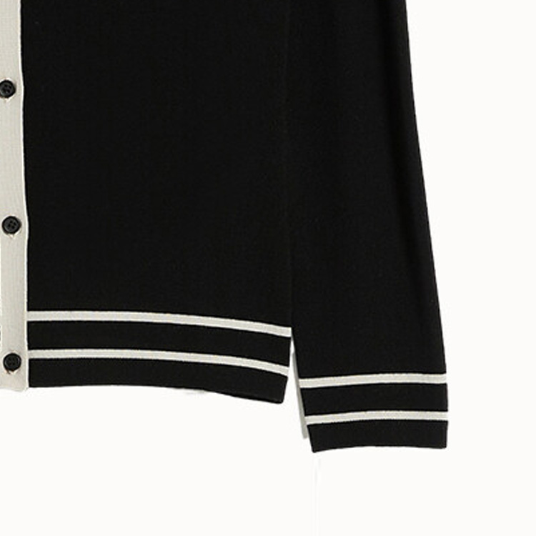 Cheap (Women) 'S Max Mara MaxMara Black V-Neck Striped Trim Button-Up Knit Cardigan 9346013906