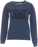 (W) ''S Max Mara MaxMara 藍色羊絨提花Logo圓領毛衣 女裝. 13661029600112003 Order (W) ''S Max Mara MaxMara 藍色羊絨提花Logo圓領毛衣 女裝. 13661029600112003