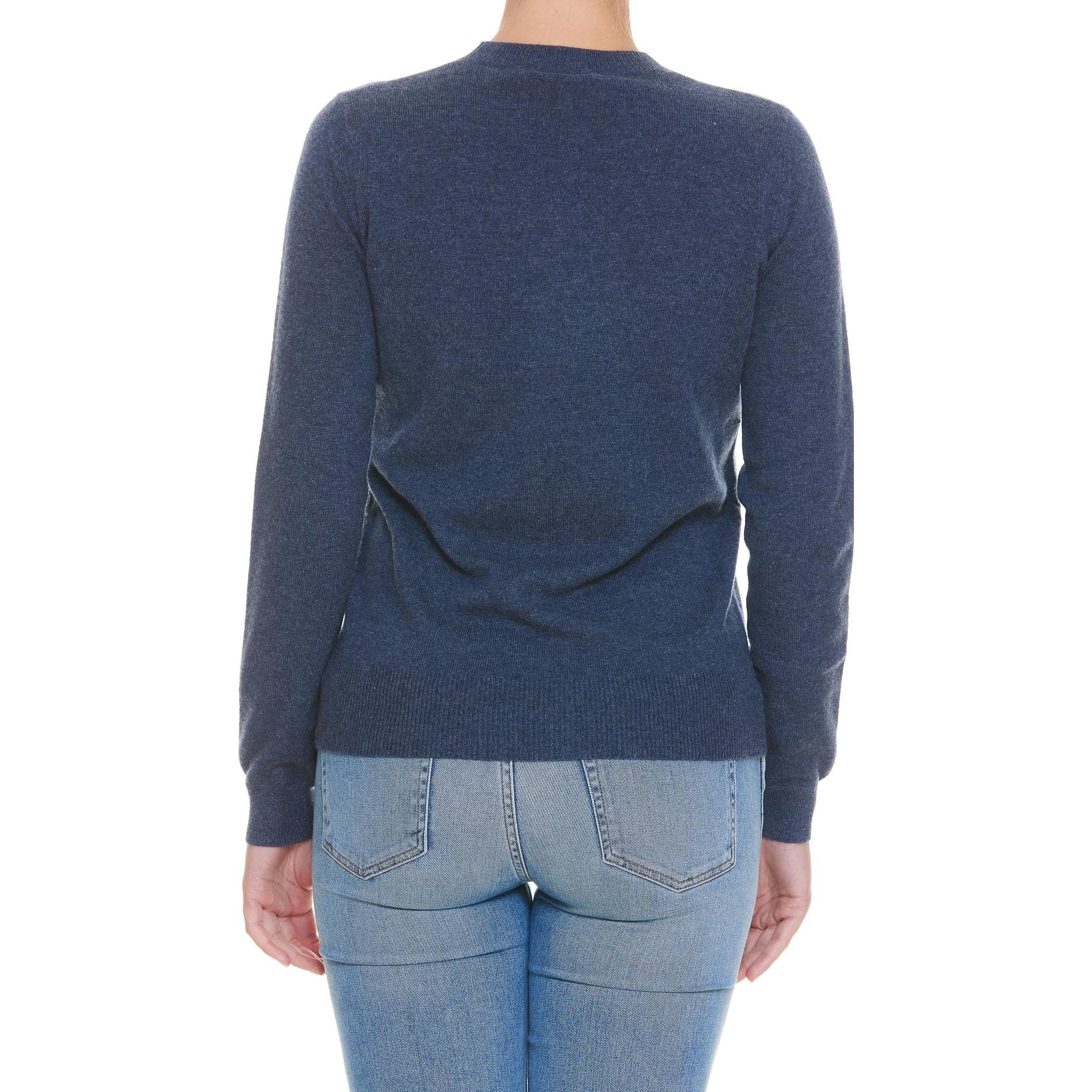 Shop (W) Suéter cuello redondo logo jacquard azul de cachemira para mujer ''S Max Mara. 13661029600112003