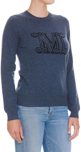 (W) Suéter cuello redondo logo jacquard azul de cachemira para mujer ''S Max Mara. 13661029600112003 Purchase (W) Suéter cuello redondo logo jacquard azul de cachemira para mujer ''S Max Mara. 13661029600112003