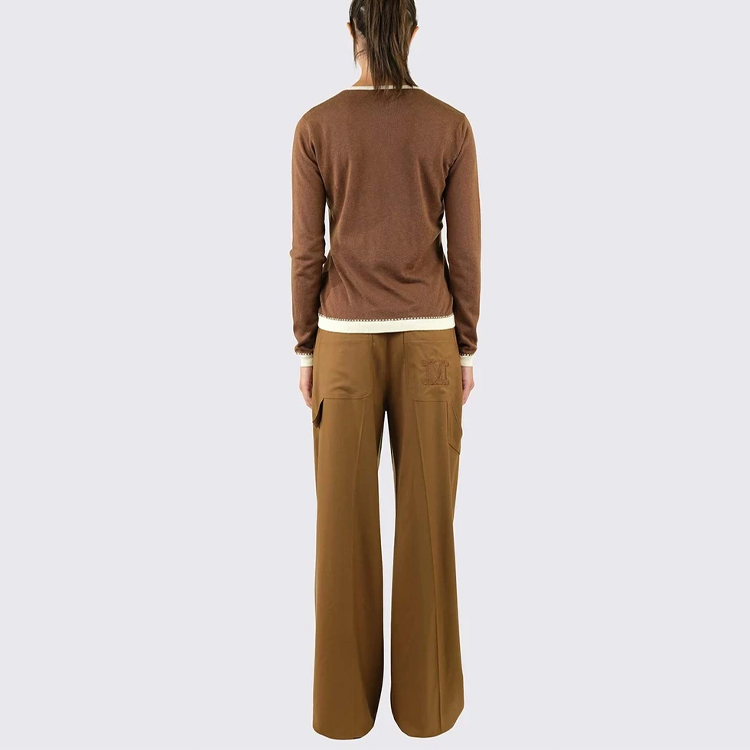 (Women) 'S Max Mara MaxMara Brown Cashmere Pullover Sweater with Chest Pocket, Long Sleeve 13660319600006-020 圖 4