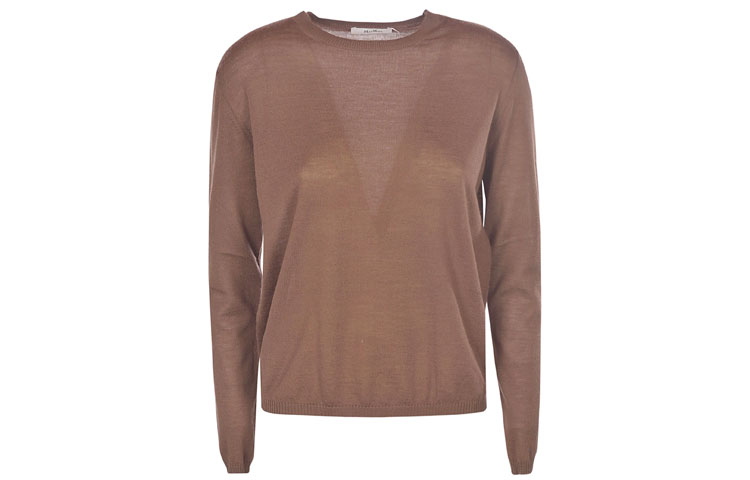 (Women) 'S Max Mara MaxMara Brown Round-Neck Long-Sleeve Straight Cashmere Sweater 13661319600012-MARGO
