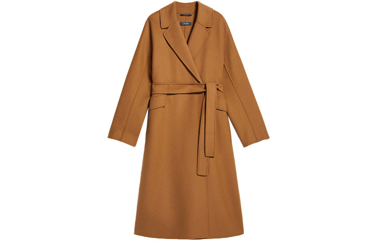 (Women) 'S Max Mara MaxMara Brown Solid Belted Straight Coat 9016082906