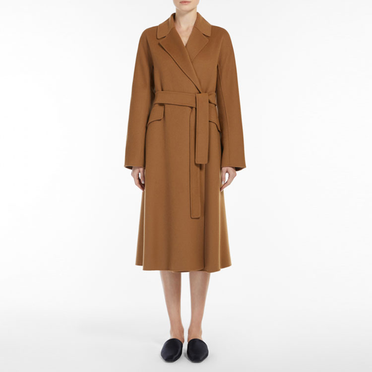 (Women) 'S Max Mara MaxMara Brown Solid Belted Straight Coat 9016082906 圖 4