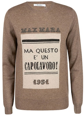(W) S Max Mara 棕色羊毛针织字母刺绣毛衣. 13661813600-018 Buy (W) S Max Mara 棕色羊毛针织字母刺绣毛衣. 13661813600-018