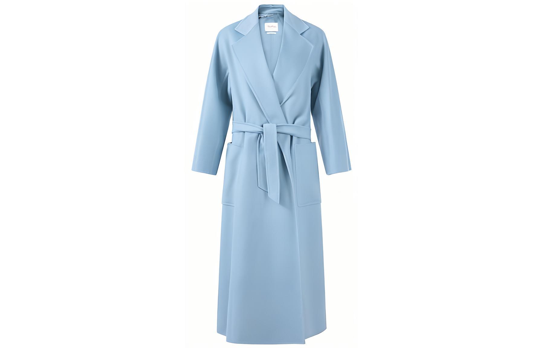 (Women) 'S Max Mara MaxMara Cadmio  Light Blue Long Coat with Removable Large Pockets. 2310111306007-CADMIO