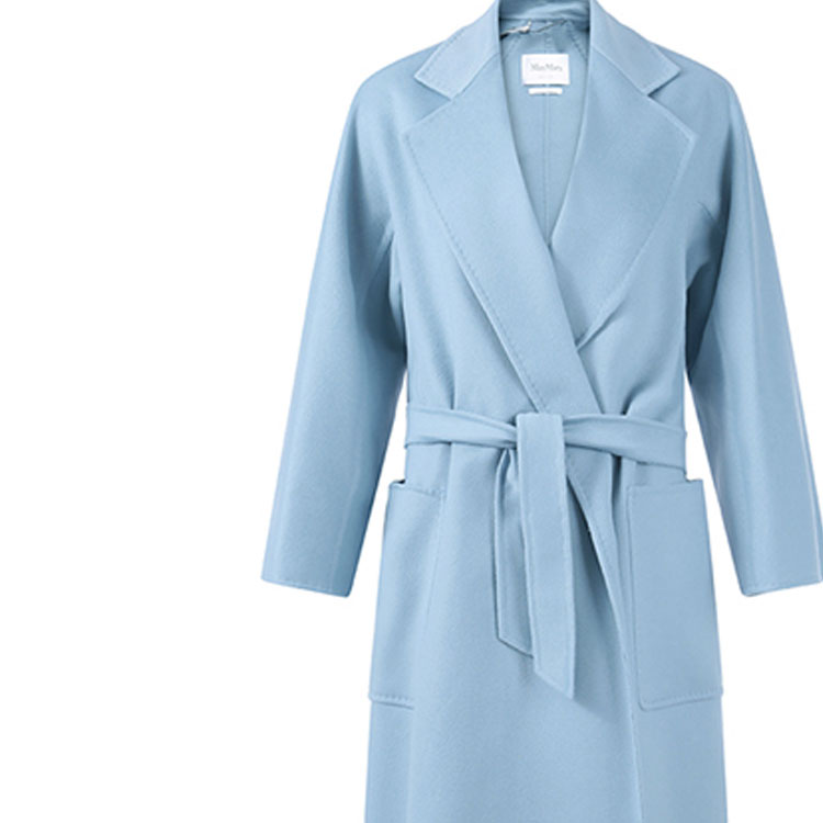 Purchase (W) ''Max Mara Cadmio Kot Panjang Biru Muda dengan Poket Besar Boleh Tanggal''. 2310111306007-CADMIO