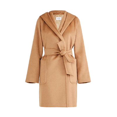 (Women) 'S Max Mara MaxMara Camel Hooded Belted Coat 1086040906001-RIALTO