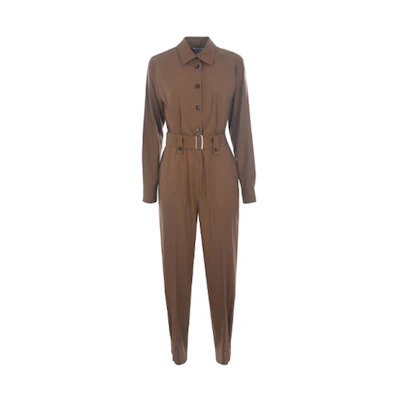 (Women) 'S Max Mara MaxMara Camel Long-Sleeve Belted Utility Jumpsuit 12460319600281-006