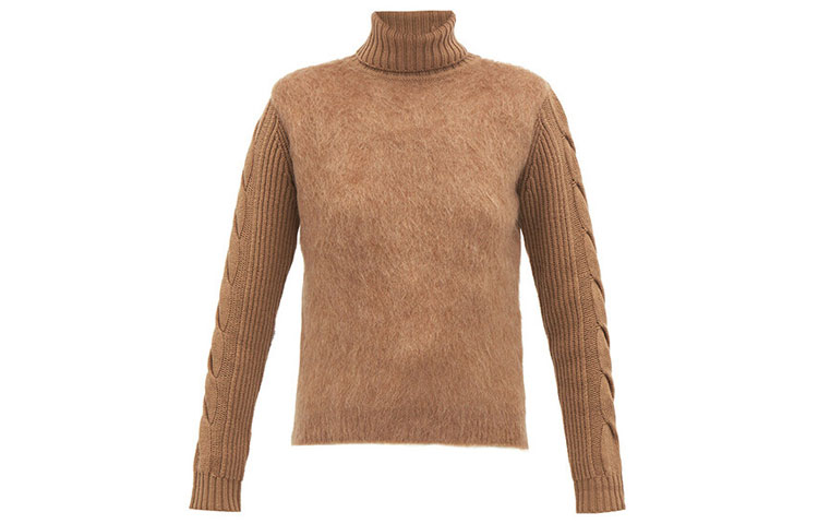 (Women) 'S Max Mara MaxMara Camel Mohair Knit Turtleneck Sweater 13660693600-002