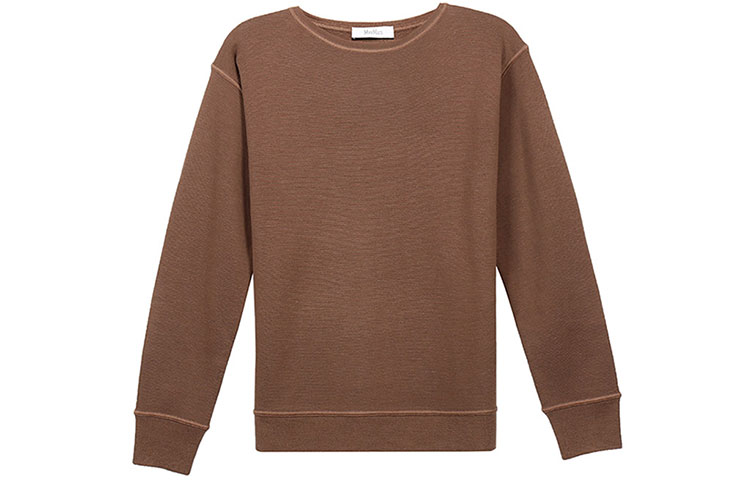 (Women) 'S Max Mara MaxMara Camel Wool Sweater - Crewneck Long Sleeve Knit Pullover 136604096003-UNIPARO