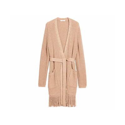 (Women) 'S Max Mara MaxMara Cashmere Fringe Waist Sweater Light Brown 13461003670-001
